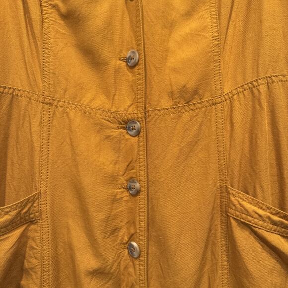 Maeve Mustard Yellow Button Front Dress Women’s Size 16 Anthropologie V Neck - Picture 4 of 7